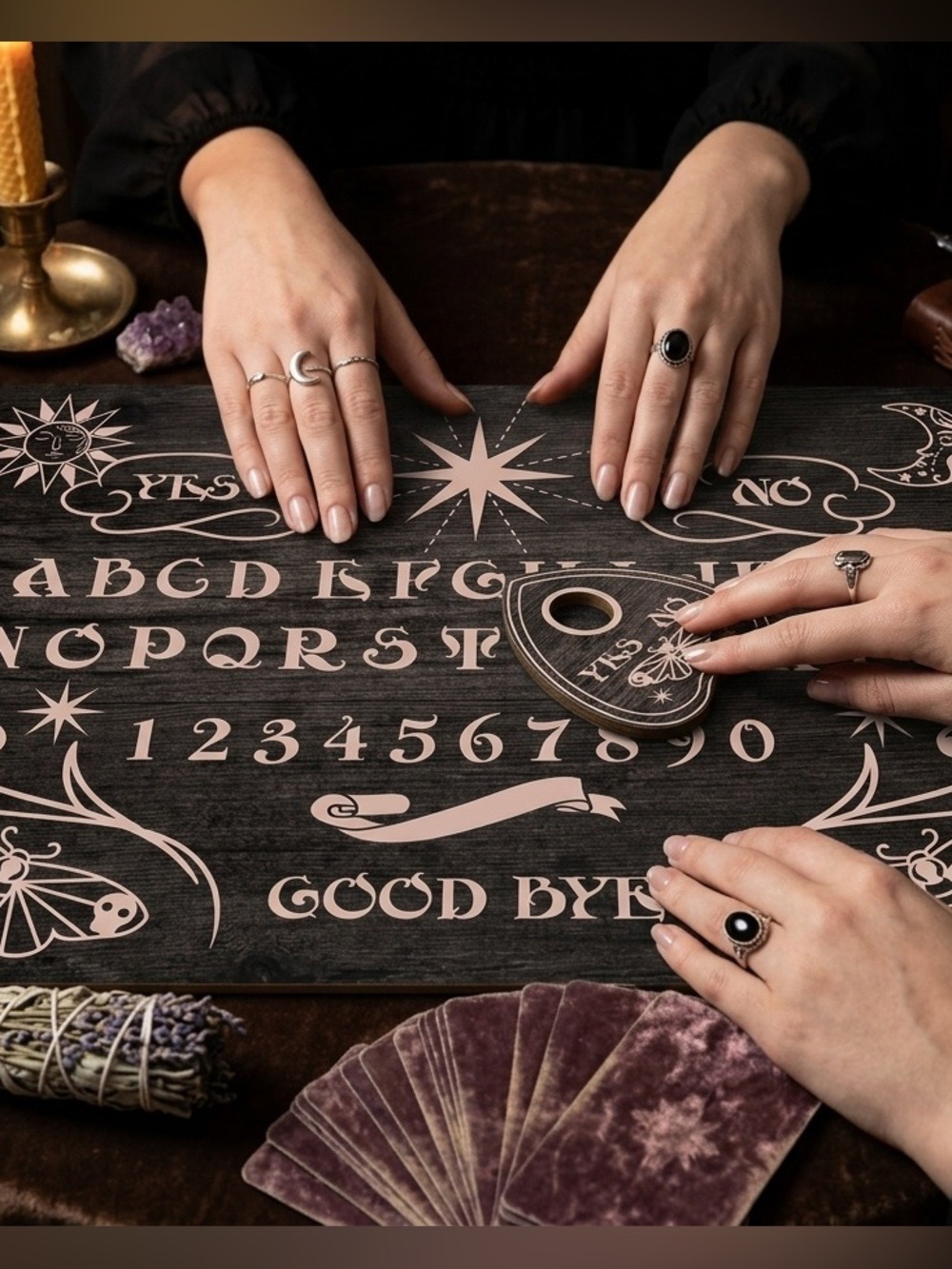 Celestial Moth Wooden Ouija Board Spirit Talking Board Game Set